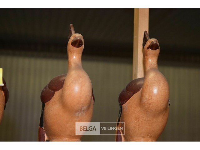 3x houten pauwen beeldjes - afbeelding 2 van  2