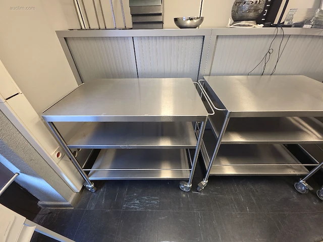 (3x) inox serveerkarren - afbeelding 2 van  2