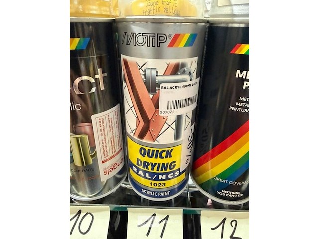 3x motip acryl traffic yellow ral1023 400ml (houdbaar tot 2034) - afbeelding 3 van  3
