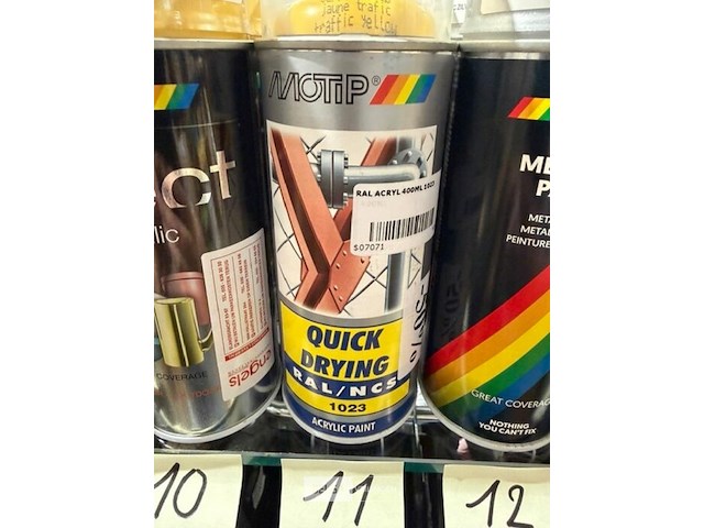 3x motip acryl traffic yellow ral1023 400ml (houdbaar tot 2034) - afbeelding 2 van  3