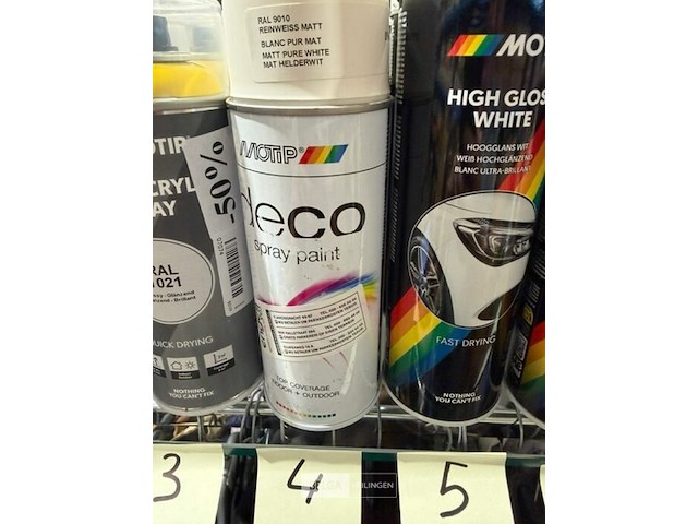 3x motip spray paint wit ral9010 400ml (houdbaar tot 2034) - afbeelding 1 van  3