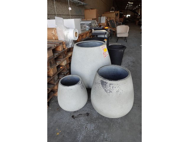 3x polyester greystone bloempot - afbeelding 1 van  5