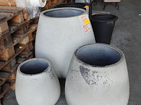 3x polyester greystone bloempot - afbeelding 1 van  5