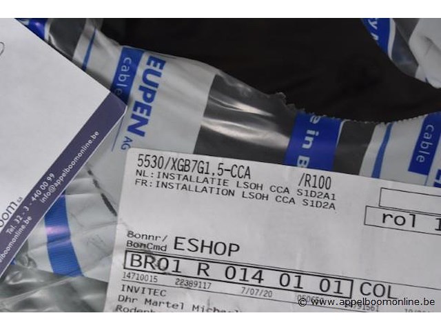 3x rol installatiekabel, wo. eupen, 5530/xgb7g1,5-cca, 100m, 1.5mm² - afbeelding 2 van  3