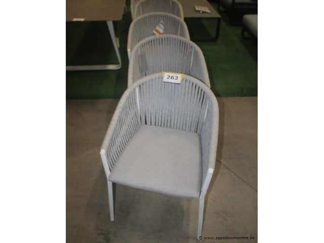 3x safara armstoel aluminium wit mat + rope ow light grey mélangé | 3x safara armstoel aluminium wit mat + rope ow light grey mélangé - afbeelding 1 van  3