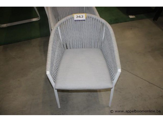 3x safara armstoel aluminium wit mat + rope ow light grey mélangé | 3x safara armstoel aluminium wit mat + rope ow light grey mélangé - afbeelding 2 van  3