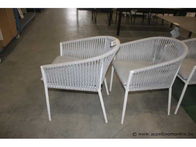 3x safara armstoel aluminium wit mat + rope ow light grey mélangé | 3x safara armstoel aluminium wit mat + rope ow light grey mélangé - afbeelding 3 van  3