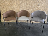 3x stoel divers in terracotta en beige stof - afbeelding 1 van  6