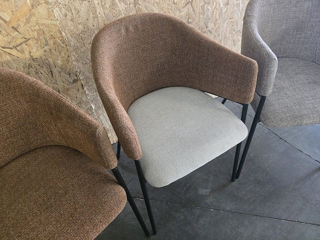 3x stoel divers in terracotta en beige stof - afbeelding 3 van  6