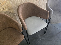 3x stoel divers in terracotta en beige stof - afbeelding 3 van  6