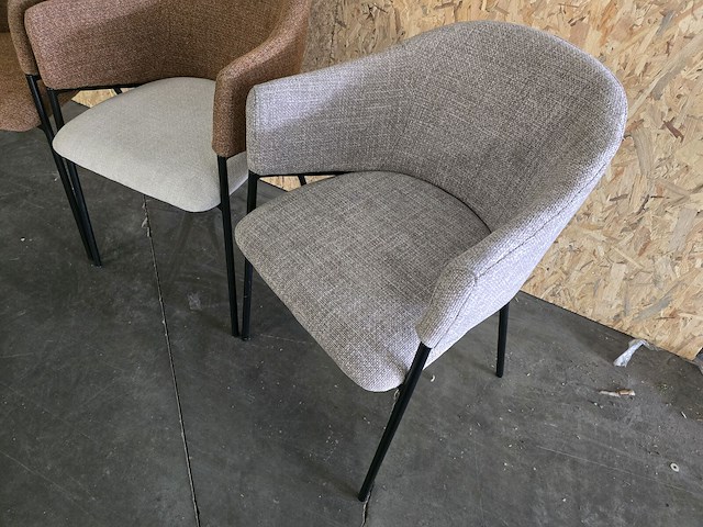 3x stoel divers in terracotta en beige stof - afbeelding 4 van  6