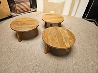 3x teak salontafel buiten 65cm ø - afbeelding 1 van  3