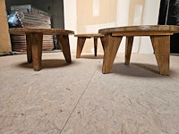 3x teak salontafel buiten 65cm ø - afbeelding 2 van  3