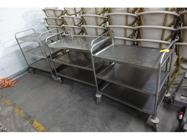 3x verrijdbare inox kar - afbeelding 1 van  7