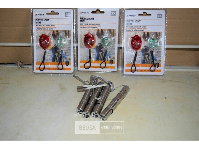 3x2st mini fietslicht + 4 zaklamp - afbeelding 1 van  1
