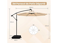 3x3m cantileverparasol, 40 led solar outdoor tuinparasol met 2 zandzakken - afbeelding 5 van  11
