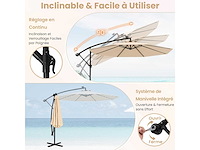 3x3m cantileverparasol, 40 led solar outdoor tuinparasol met 2 zandzakken - afbeelding 10 van  11