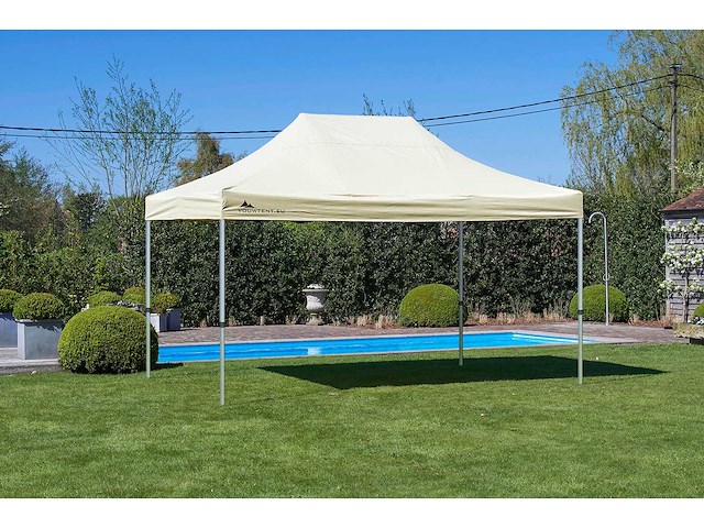 3x4,5m partytent - aluminium - zand - vouwtent.eu - afbeelding 1 van  8