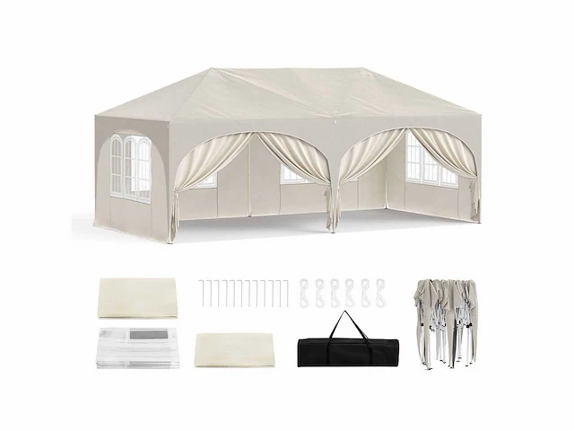 3x6 m prieel, met 6 zijmuren, waterdicht en anti-uv 50+ feesttent - afbeelding 2 van  7