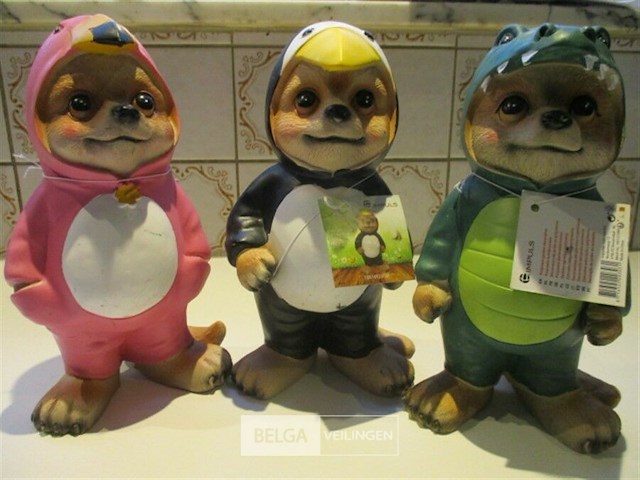 3xkeramiek tuinbeeldjes - afbeelding 1 van  4