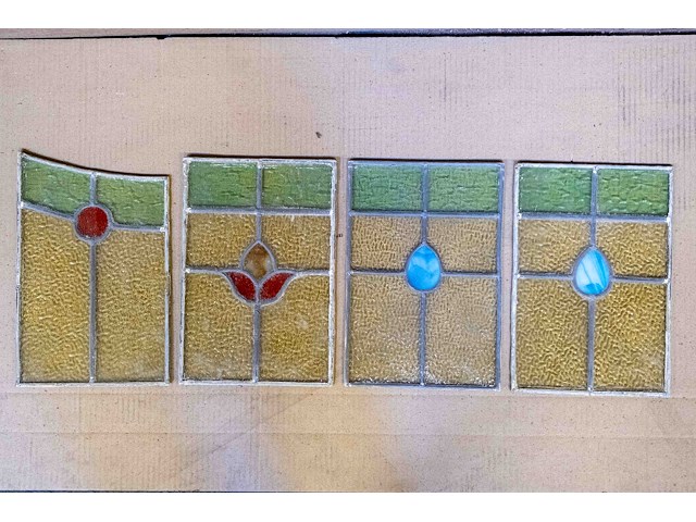 4 antieke glas-in-lood-raampjes - afbeelding 1 van  1