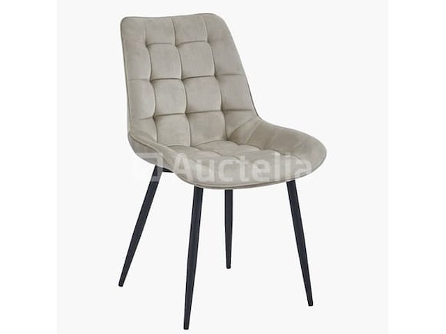 4 beige fluwelen stoelen - afbeelding 1 van  1