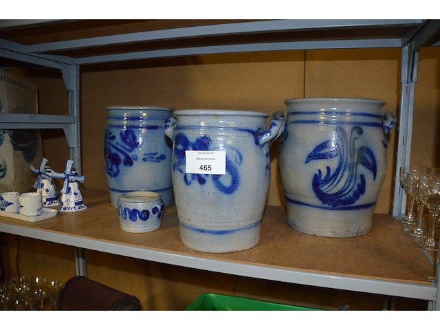 4 boterpotten, 2 windmolens delfst blauw aardewerk, melk en suiker set delfst blauw - afbeelding 7 van  7