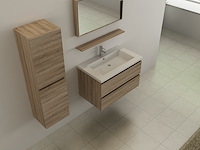 4-delig badkamermeubel (80cm) - lichtbruin hout decor - incl. kranen - afbeelding 3 van  4