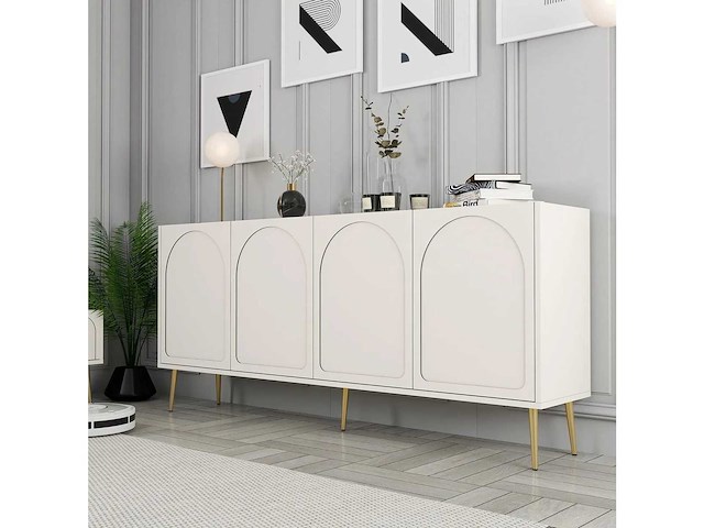 4-deurs dressoir cream, gold - afbeelding 3 van  8