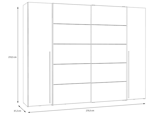 4-deurs garderobe 270 cm - afbeelding 10 van  10
