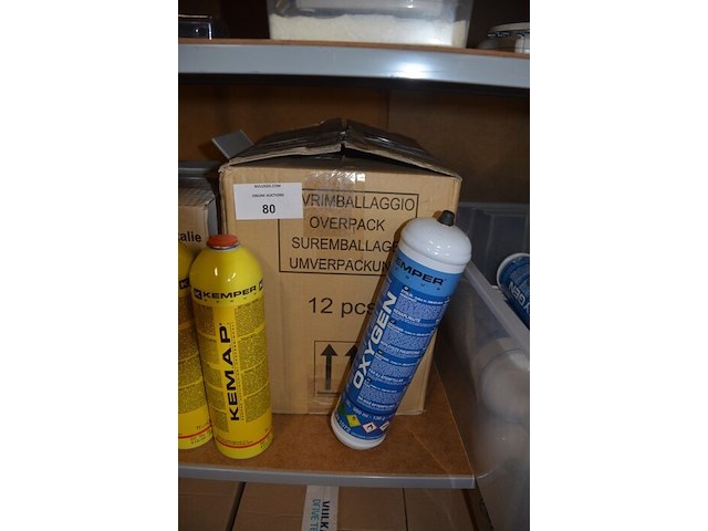 4 flessen isobutane, 20 flessen zuurstof, 16 flessen propaan, 3 soldeerkits oxikit 555, 3 lasbrillen, 3 poederbrandblussers 1kg, 11 gasflessen formiergas nws (b423) - afbeelding 12 van  12