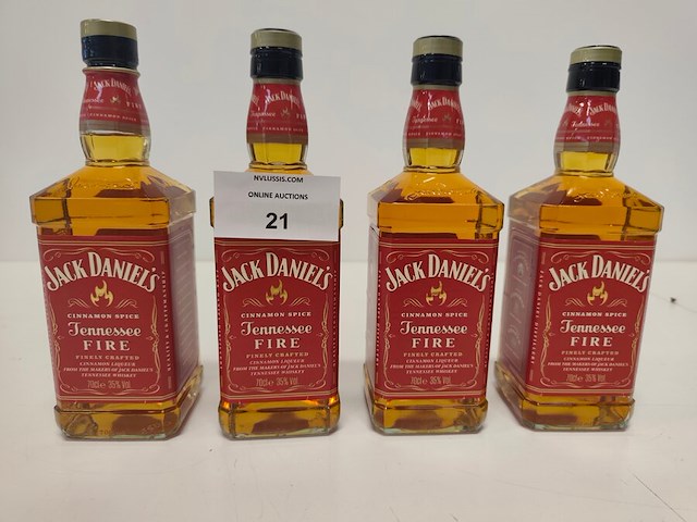 4 flessen jack daniels tennessee fire likeur - afbeelding 1 van  4