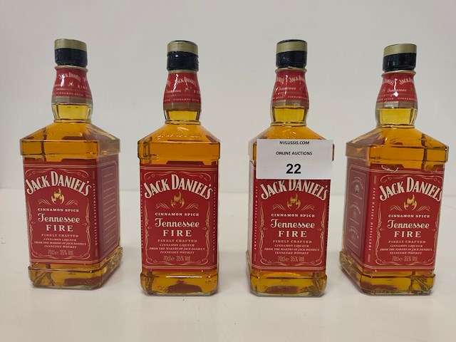 4 flessen jack daniels tennessee fire likeur - afbeelding 1 van  4