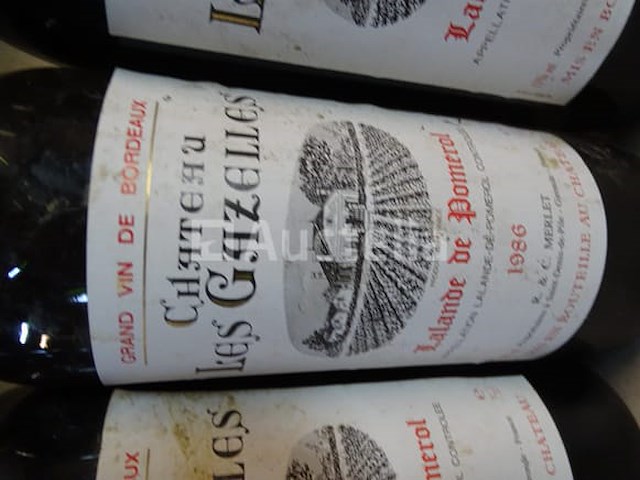 4 flessen lalande pomerol château des gazelles 1986 - afbeelding 2 van  2