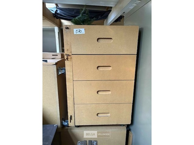 4 gereedschapskar / ladekasten op wielen met 4 schuiven mdf - afbeelding 1 van  4