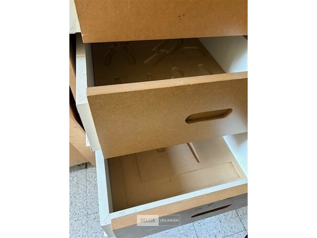 4 gereedschapskar / ladekasten op wielen met 4 schuiven mdf - afbeelding 3 van  4