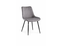 4 grijze fluwelen stoelen - afbeelding 1 van  1