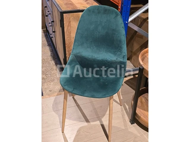 4 groene stoelen nieuwe poten metaal houtbedruk - afbeelding 1 van  1