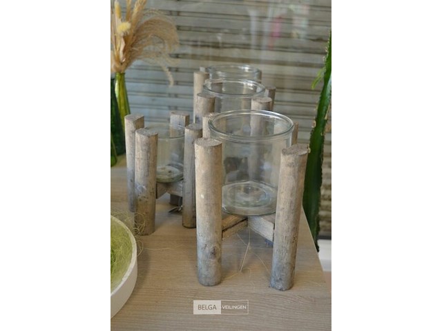 4 houten kandelaars div maten - afbeelding 1 van  4