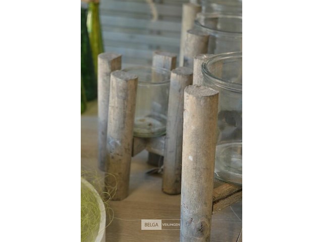 4 houten kandelaars div maten - afbeelding 3 van  4