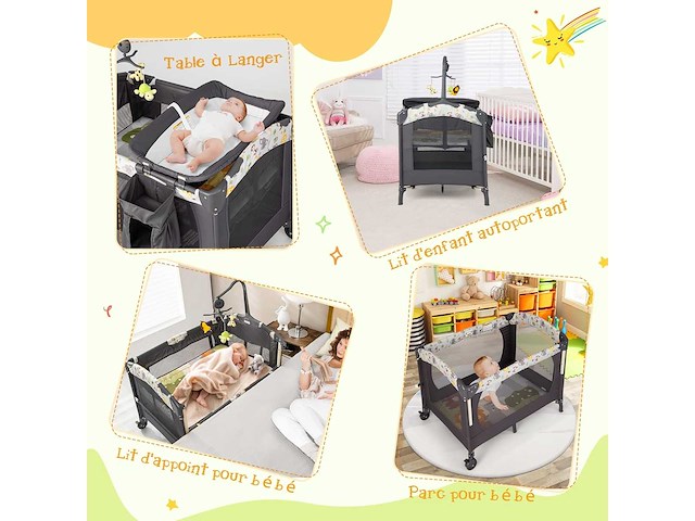 4-in-1 babybed met matras en verstelbare hoogte - afbeelding 3 van  6