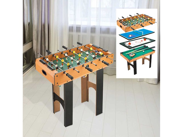 4-in-1 meervoudige tafelvoetbal biljart airhockey tafeltennis met accessoires - afbeelding 2 van  7
