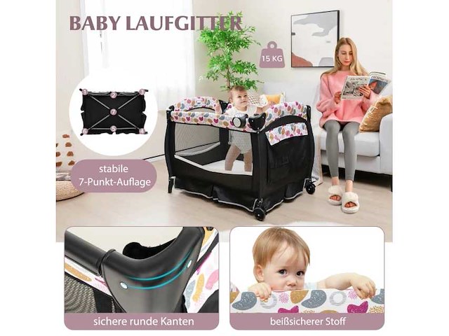 4-in-1 met veldikant, ledikant, verschoontafel en speeltuin - afbeelding 3 van  4