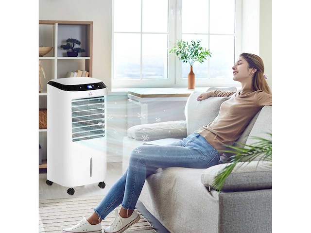 4-in-1 mobiele ionisator luchtkoeler met 60w oscillerende afstandsbediening ideale kamers 20 m² wit zwart - afbeelding 1 van  3