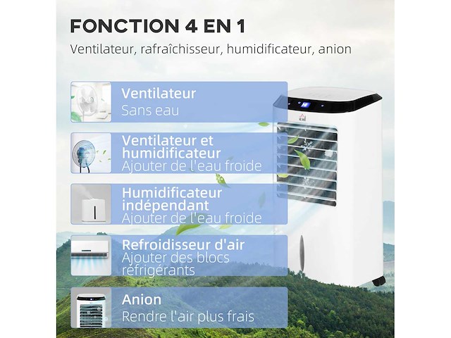 4-in-1 mobiele ionisator luchtkoeler met 60w oscillerende afstandsbediening ideale kamers 20 m² wit zwart - afbeelding 3 van  3
