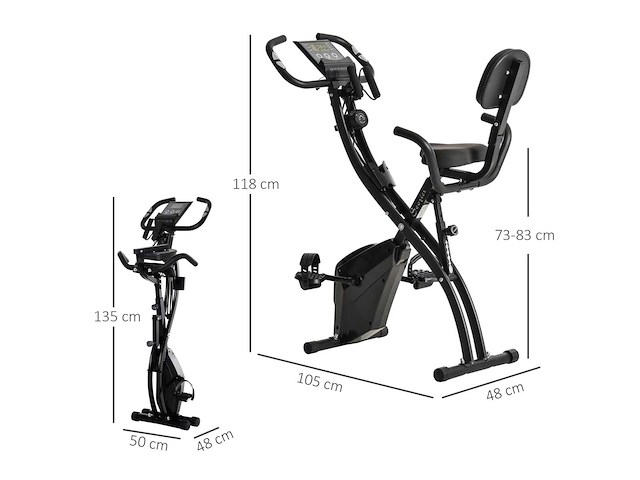 4-in-1 opvouwbare hometrainer - stille magnetische ergometer met weerstandssnoeren - afbeelding 4 van  8