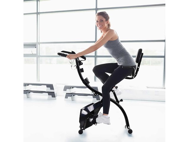 4-in-1 opvouwbare hometrainer - stille magnetische ergometer met weerstandssnoeren - afbeelding 2 van  7