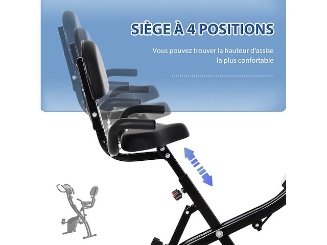 4-in-1 opvouwbare hometrainer - stille magnetische ergometer met weerstandssnoeren - afbeelding 6 van  7