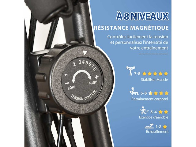 4-in-1 opvouwbare hometrainer - stille magnetische ergometer met weerstandssnoeren - afbeelding 7 van  7