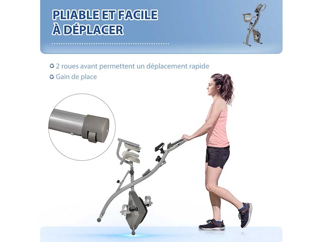 4-in-1 opvouwbare hometrainer - stille magnetische ergometer - afbeelding 9 van  10
